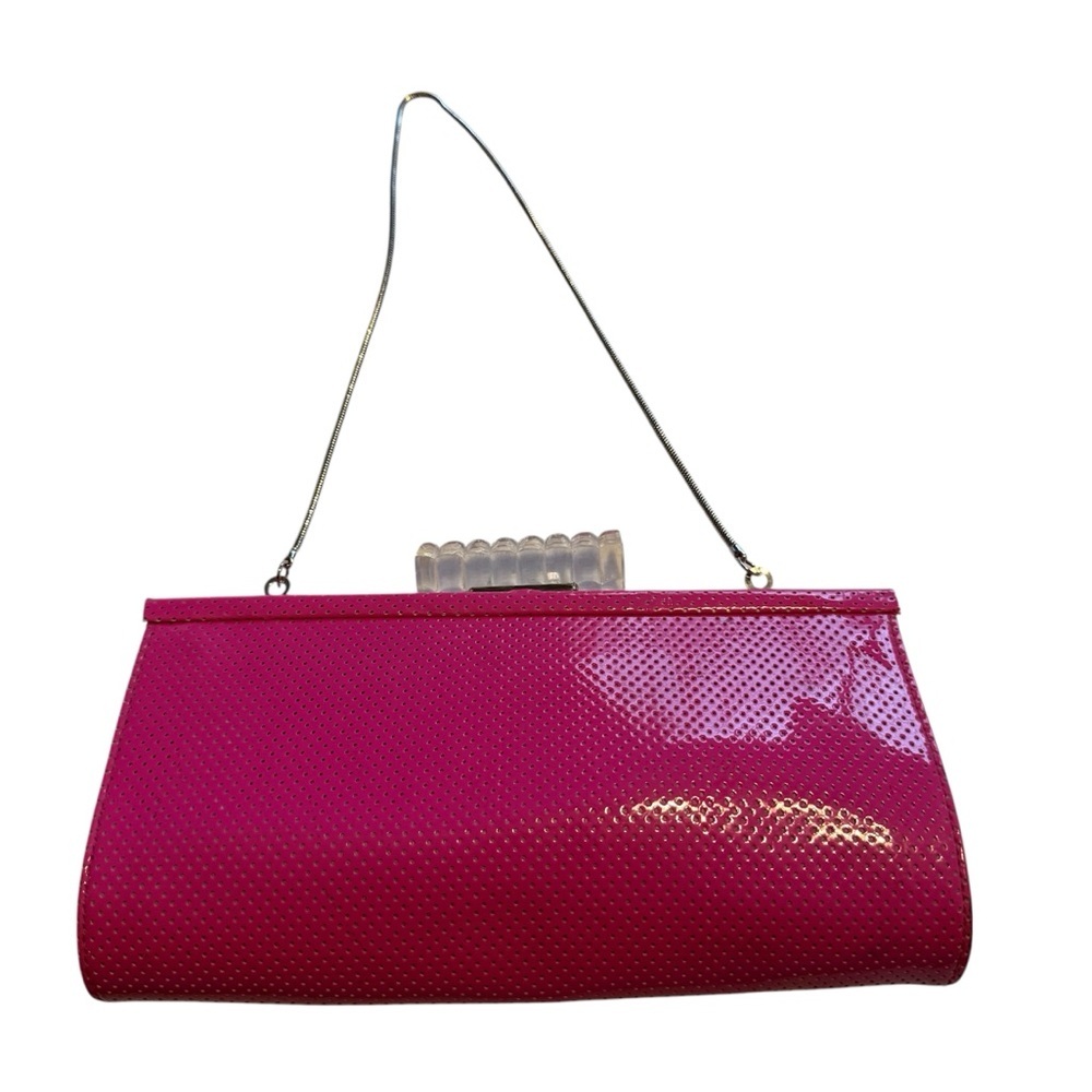 Steve Madden Hot Pink Patent Clutch Evening Purse Y2K - Picture 3 of 6